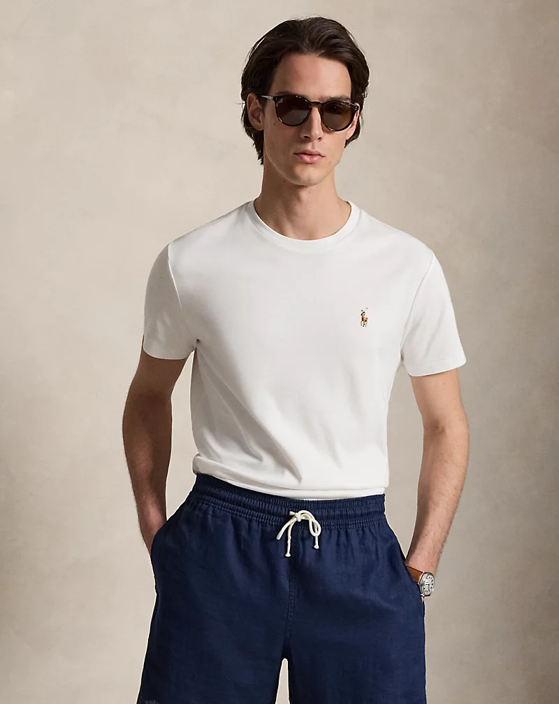 White Custom Slim Fit Soft Cotton T-Shirt Polo Ralph Lauren 1