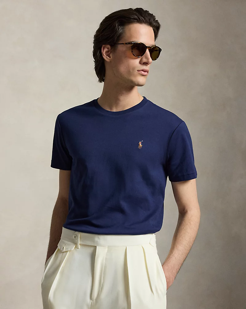 Refined Navy Custom Slim Fit Soft Cotton T-Shirt Polo Ralph Lauren 1