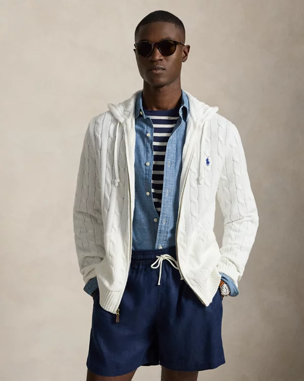 Cable-Knit Cotton Hooded Jumper